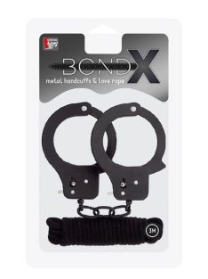 Bondx Metal Cuffs & Love Rope Set Black