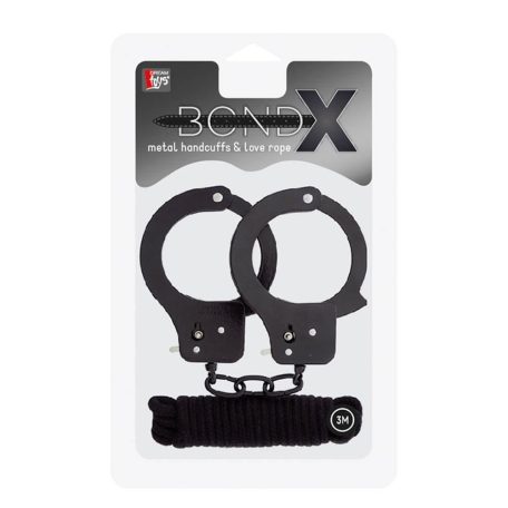 Bondx Metal Cuffs & Love Rope Set Black