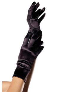 Wrist Length Satin Gloves, black, O/S
