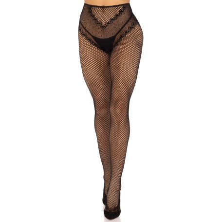 Crotchless backseam tights O/S - black