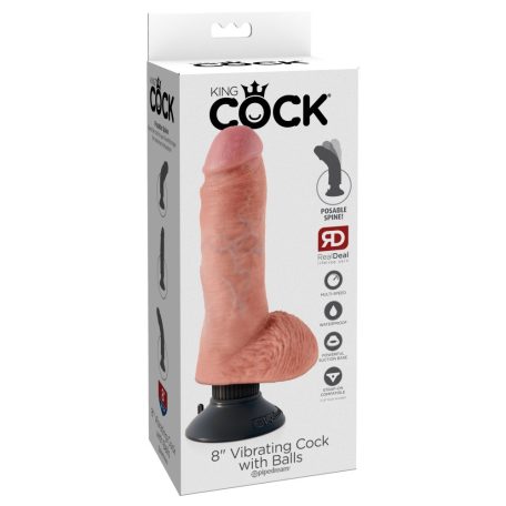 8" Vibrating Cock with Balls  Light