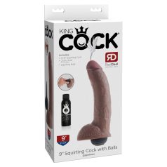9" Squirting Cock with Balls Brown